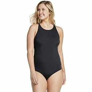 Speedo Women's Swimsuit One Piece High Neck Contemporary Cut Black Size 6